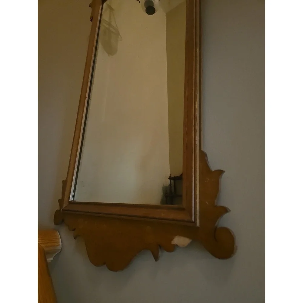 Antique Vintage Maple Chippendale Glass Mirror